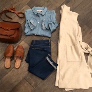 Loft Cream cardigan/Duster Vest S